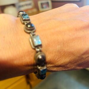 Artisan Silver and Blue Gemstone Bracelet